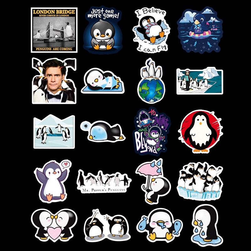 Sticker 50 miếng hình dán Cute Penguin