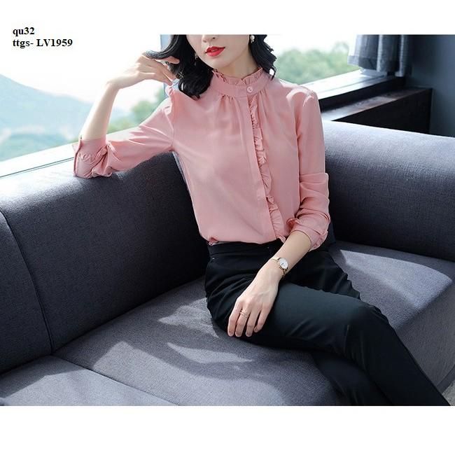 LV1959 ÁO SƠ MI NỮ LỤA NHÚN BÈO