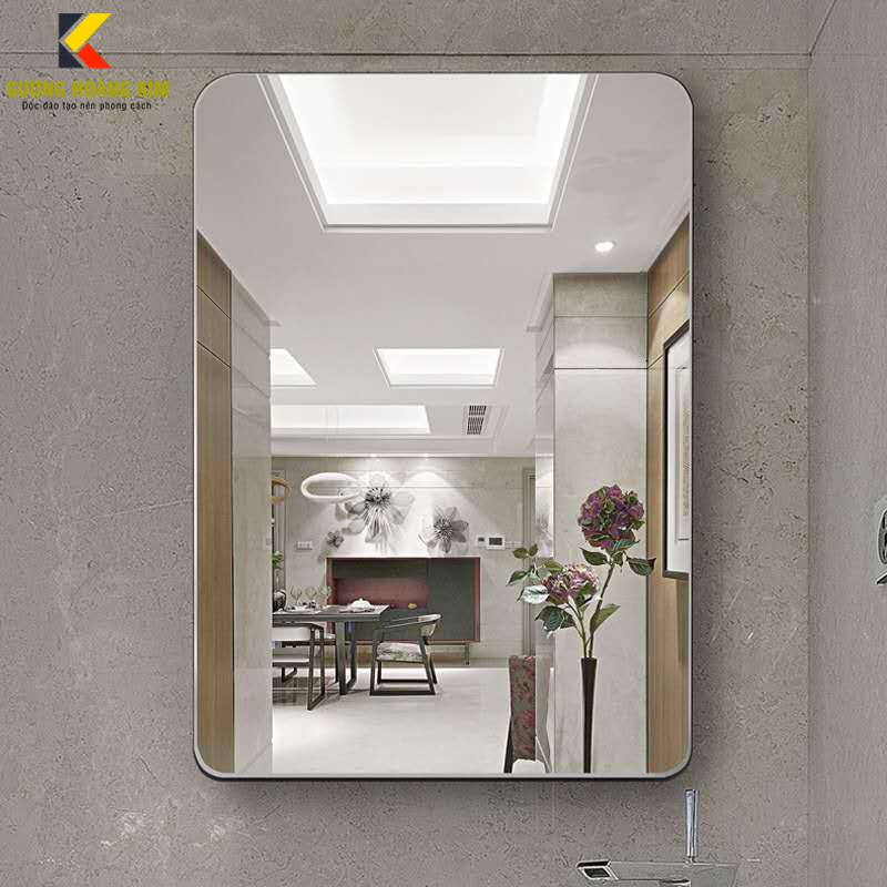 Gương led cảm ứng treo tường, gương nhà tắm phòng tắm, gương đèn led cách viền kích thước 40x60cm