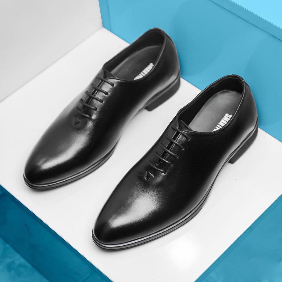 Giày Tây Mũi Nhọn – Giày Buộc Dây Chất Liệu Da Bò 100 – DYSEVEN – Vô Cùng Lịch Lãm Trẻ Trung Sang Trọng – Bảo Hành 12 tháng – Đen – 41