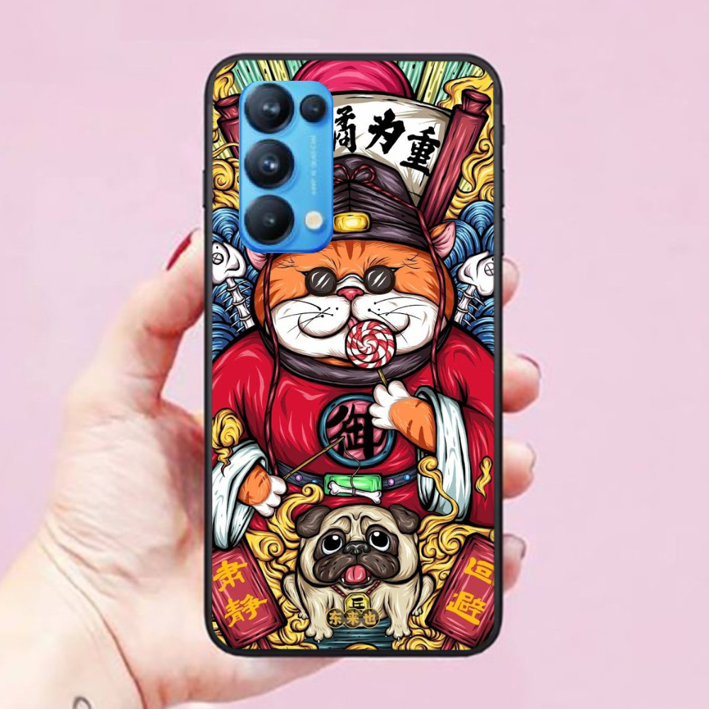 Ốp lưng điện thoại dành cho Oppo Reno 5 Hình Mèo Thần Tài
