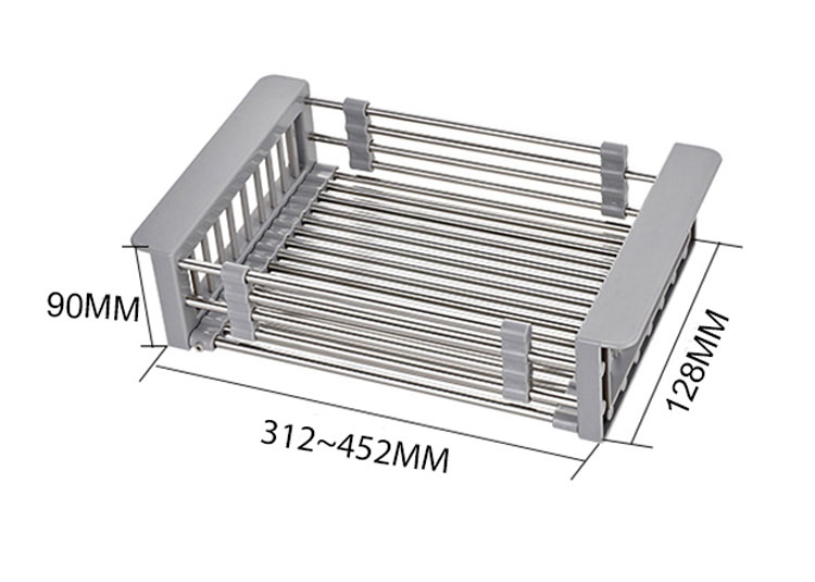 Rổ inox rút gọn - Khay inox gác bồn rửa tiện dụng HBH