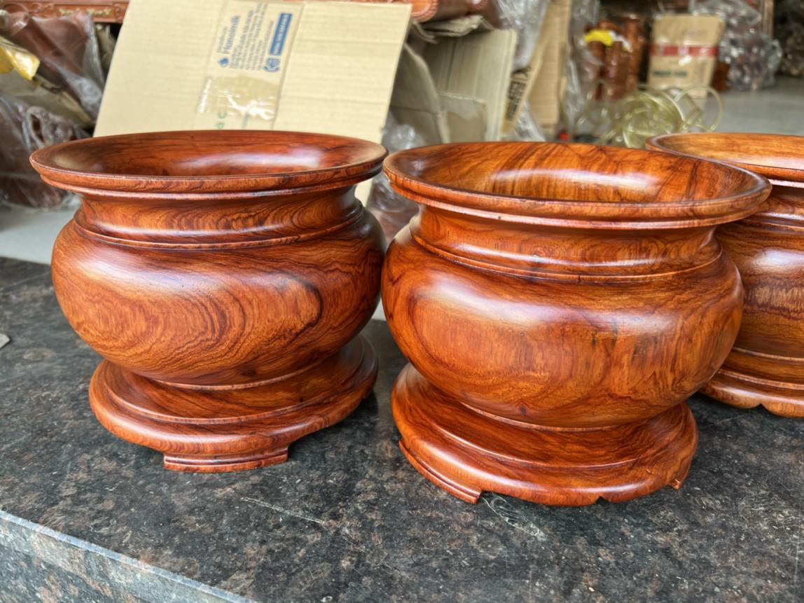 Bát nhang, lư hương gỗ hương cao cấp đk 20 cm
