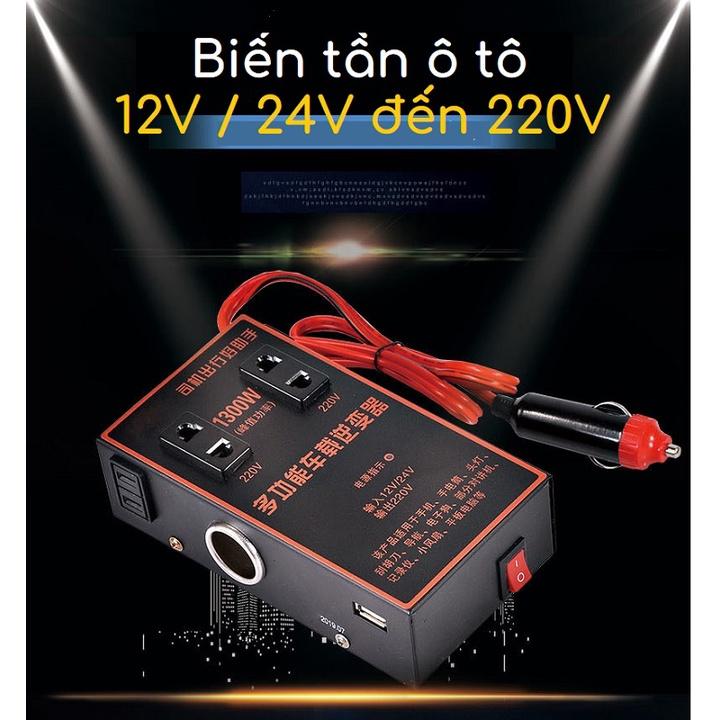 Biến Tần Ô Tô 12V - 24V Sang 220V Nhiều Cổng Cắm