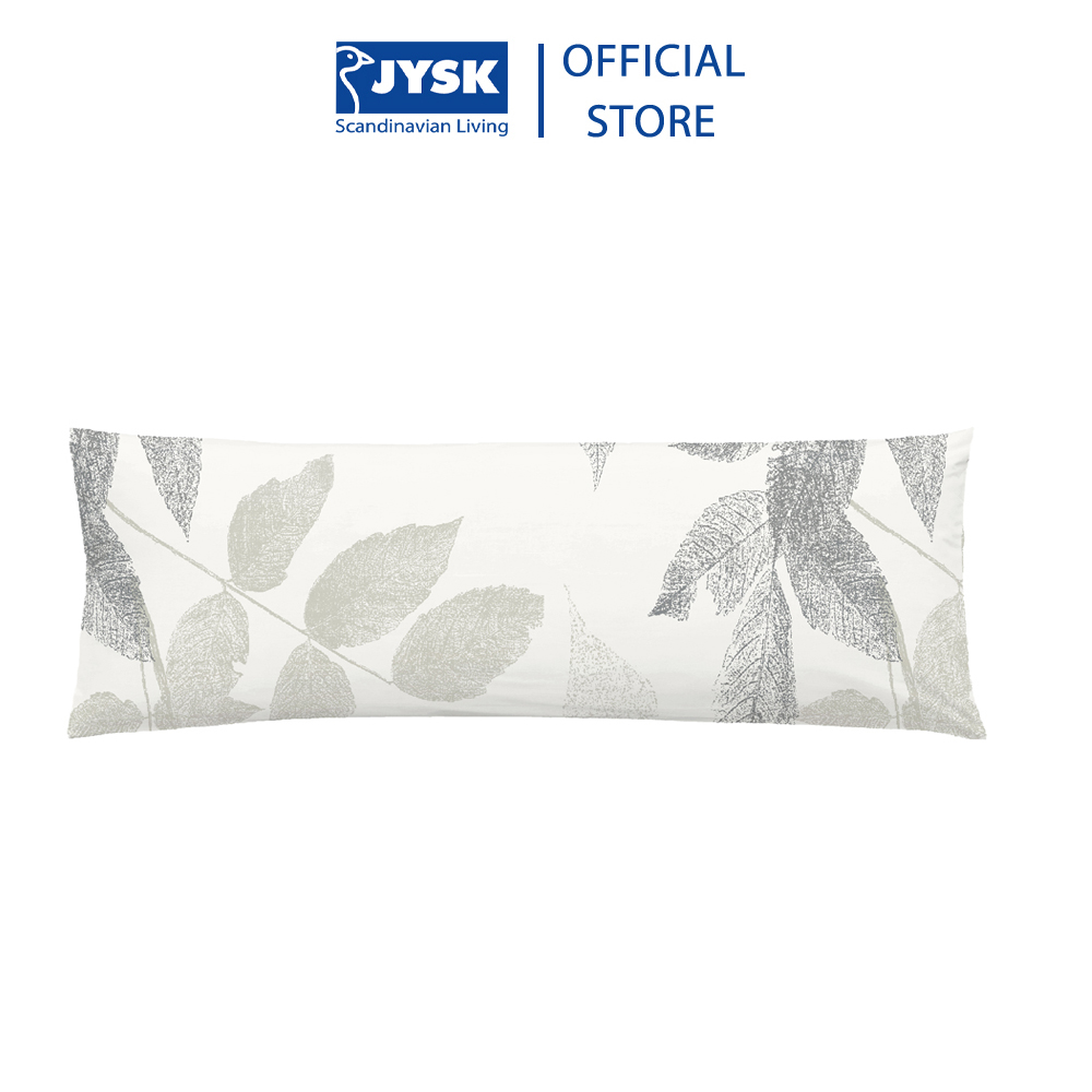 Vỏ gối ôm | JYSK Grain | cotton trắng hoạ tiết xám | 18x80 cm