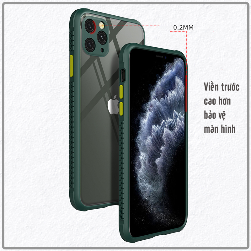 Ốp lưng chống sốc trong viền màu cho iPhone 12 Pro Max-12 Pro-12 / iPhone 11-11 Pro-11 Pro Max / iPhone X-XS-XR-XS Max / iPhone 7 Plus-8 Plus