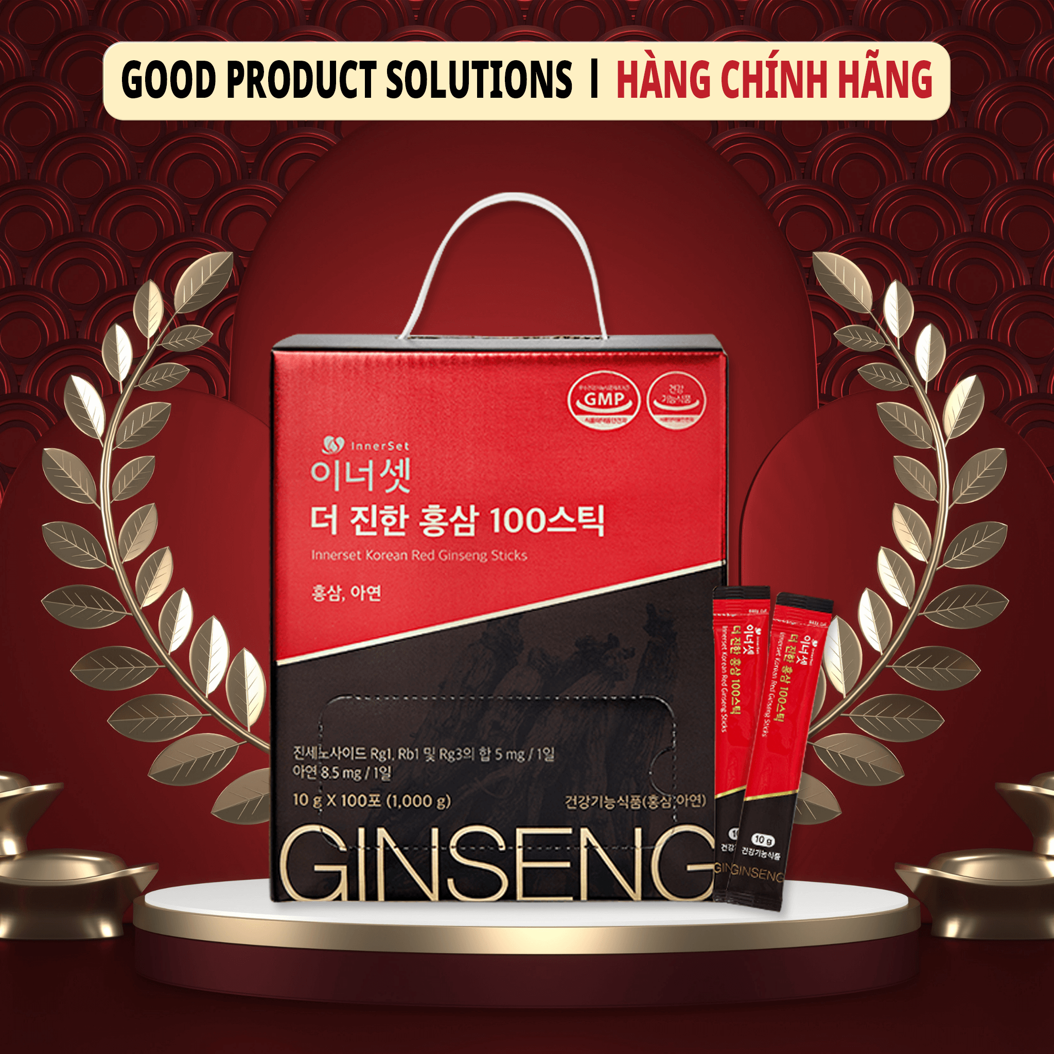 Hình ảnh Nước tinh chất hồng sâm 6 năm tuổi Hàn Quốc Innerset - Innerset Korean Red Ginseng Sticks 10g x 100 gói