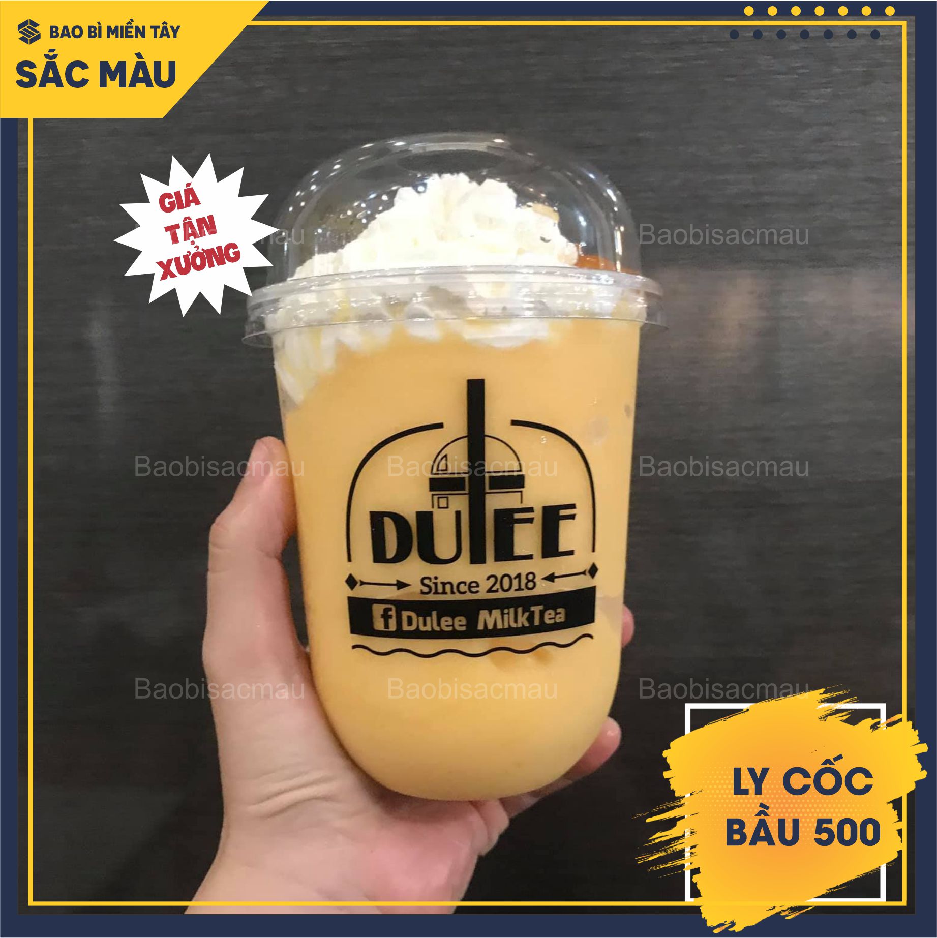 Sỉ 50 cốc nhựa/ ly nhựa đáy bầu 500ml kèm nắp