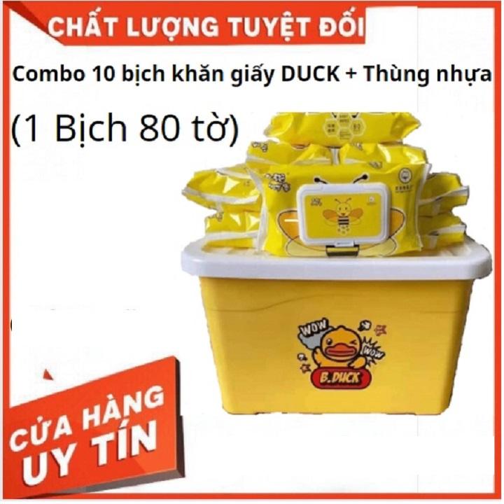 Combo 10 gói khăn giấy ướt vịt vàng , không cồn, không chất bảo quản, an toàn cho trẻ em