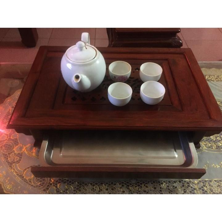 Khay trà triện phẳng gỗ hương đỏ kích thước 30 x50 cm