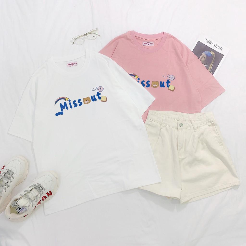 Áo thun tay lỡ MISSOUT GẤU phông Unisex nam nữ tee oversize form rộng pull Ulzzang Streetwear Hàn Quốc vải mềm