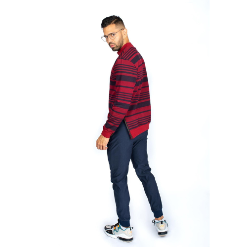 Áo sweater nam Simple &amp; Basic, có dây kéo hông, cá tính, chất nỉ dày dặn, màu đỏ