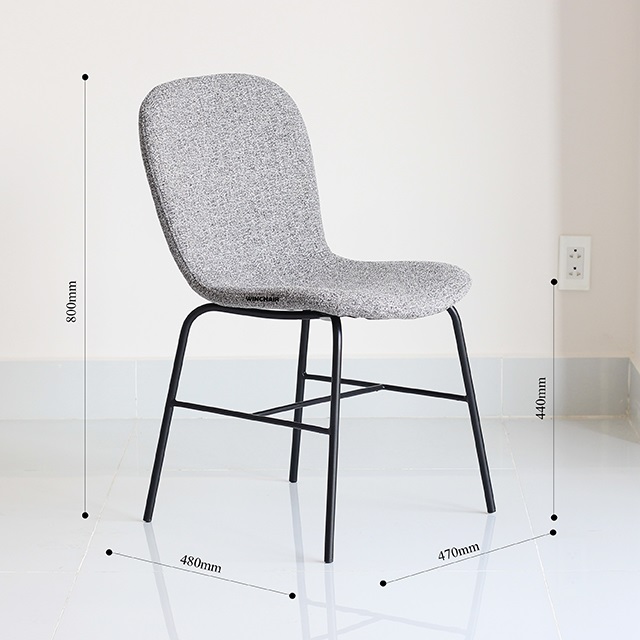 Ghế Bàn Ăn Hiện Đại Mizi Chair WC237 - Mặt Nệm Vải Bố Thoáng Khí - Chân Sắt Sơn Tĩnh Điện Đen Mờ