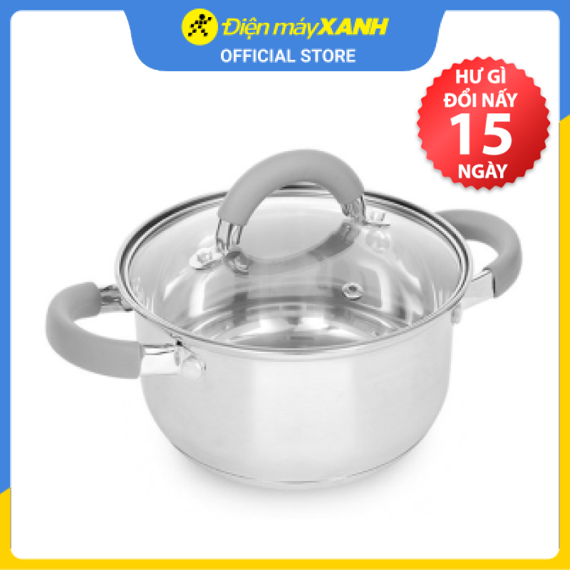 Nồi inox 3 đáy nắp kính 16 cm Hommy CW-S042-16 - Hàng chính hãng