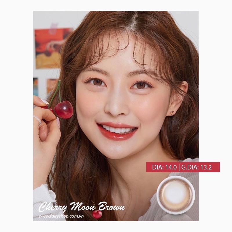 Kính Áp tròng Cherry Moon Brown 14.0mm - Lens Phủ Bóng Glowy FAIRY SHOP CONTACT LENS - Lens Trăng Khuyết