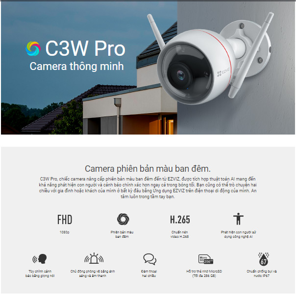 Combo Camera Wi-fi Trong Nhà EZVIZ C3W-PRO 2MP/4MP Kèm Thẻ Nhớ  32GB/64GB - Hàng Chính Hãng