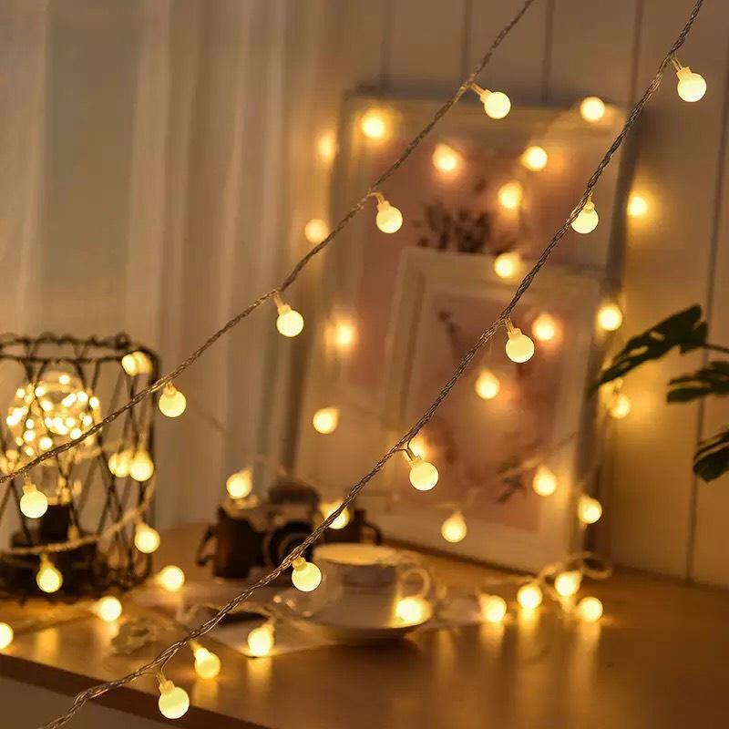 Dây Đèn Led Bóng Bi Dài 3M, 4M, 6M Cổng Sạc USB- Đèn Trang Trí Sinh Nhật, Sự Kiện Giáng Sinh