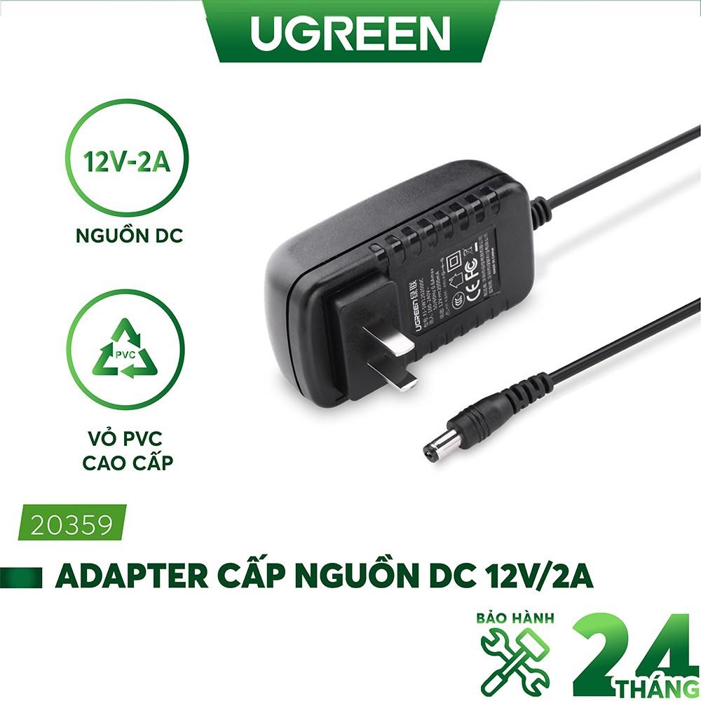 Adapter cấp nguồn DC 12V/2A UGREEN 20359 đạt chuẩn 3C dài 1.5m dùng cho Router, Modem, Wifi, TV Box, Switch - Hàng chính hãng