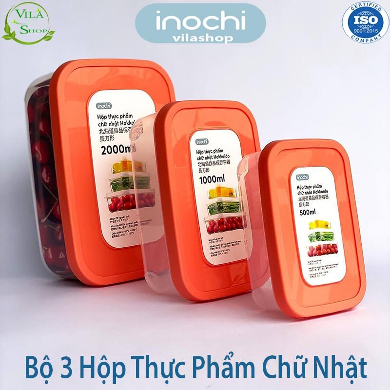 Hộp Đựng Thực Phẩm, Hộp Nhựa Bảo Quản Đồ Tươi Inochi CHỮ NHẬT, Hộp Thực Phẩm Việt Nhật Chính Hãng