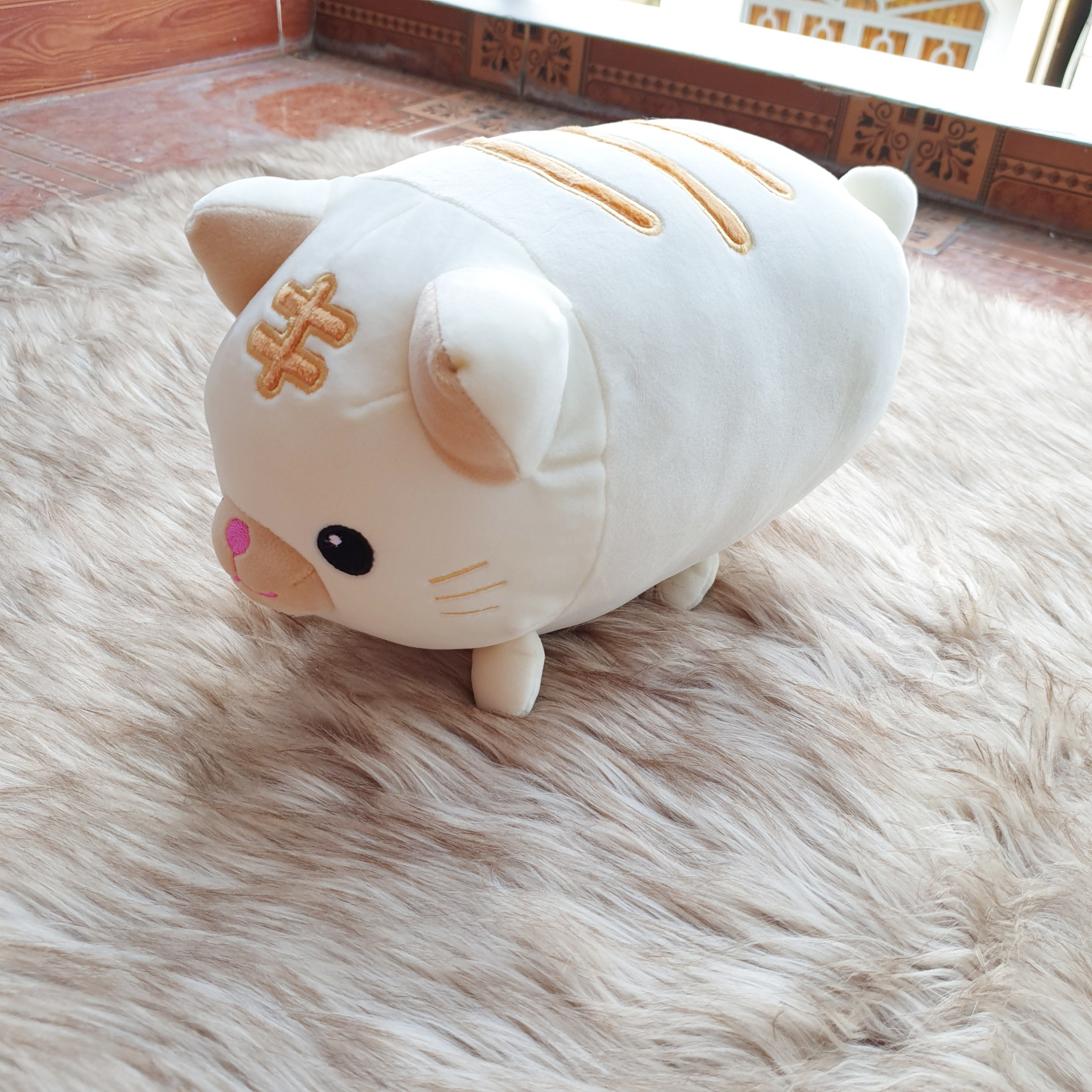 Mèo kim tiền nhồi bông size 30cm màu trắng
