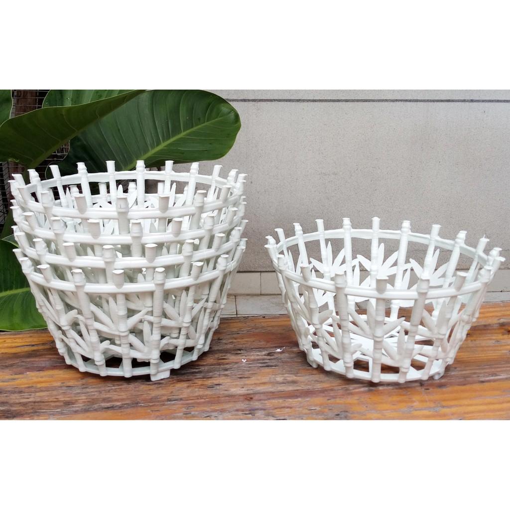 Bộ 10 chậu trồng lan lá tre trắng hoặc nâu size 22cm x 14cm