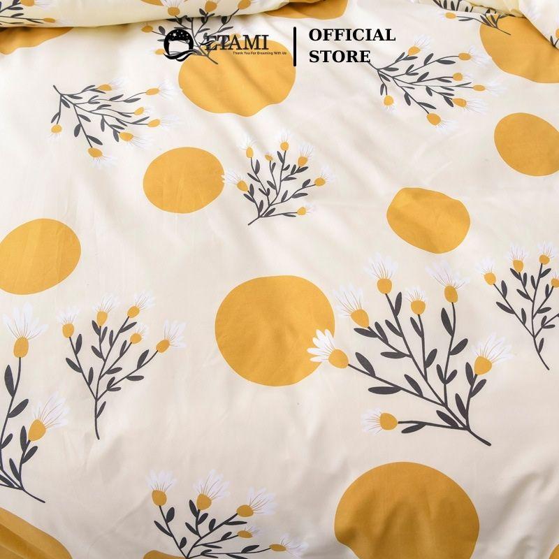 Bộ chăn ga gối đệm cao cấp cotton poly cỏ vàng tròn cute miễn phí bo chun drap giường , ga trải giường P19