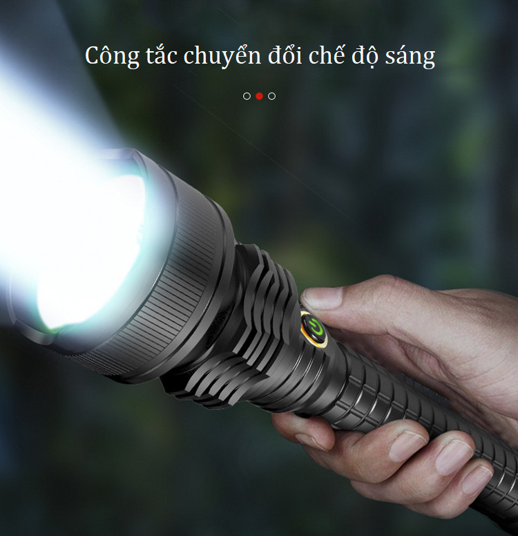 Đèn pin sạc điện cầm tay siêu sáng, thiết kế vỏ kim loại chắc chắn, chống nước P18