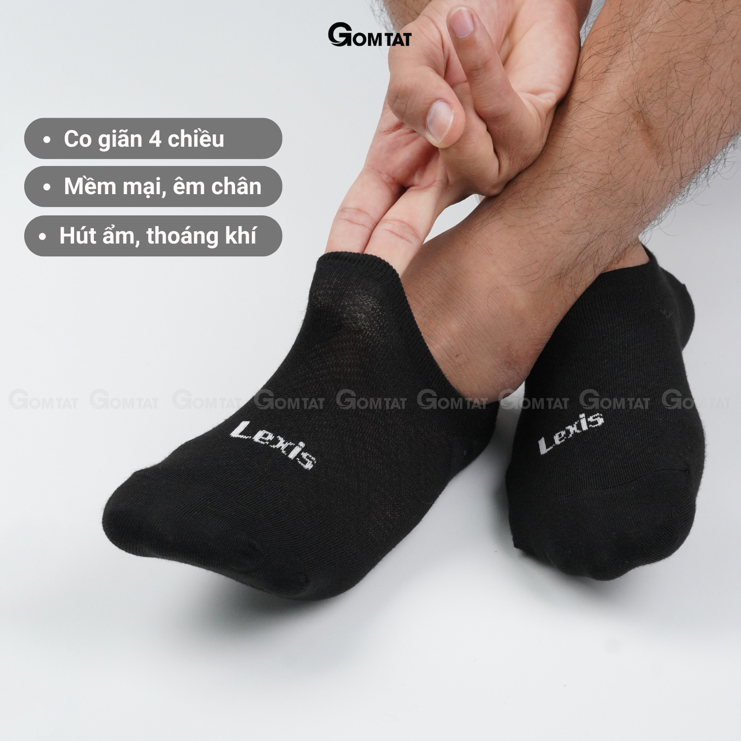 Set 10 Tất lười nam LUXIS chất liệu cotton cao cấp, thoáng mát, phủ nano bạc khử mùi kháng khuẩn - LUXIS-S08-CB10