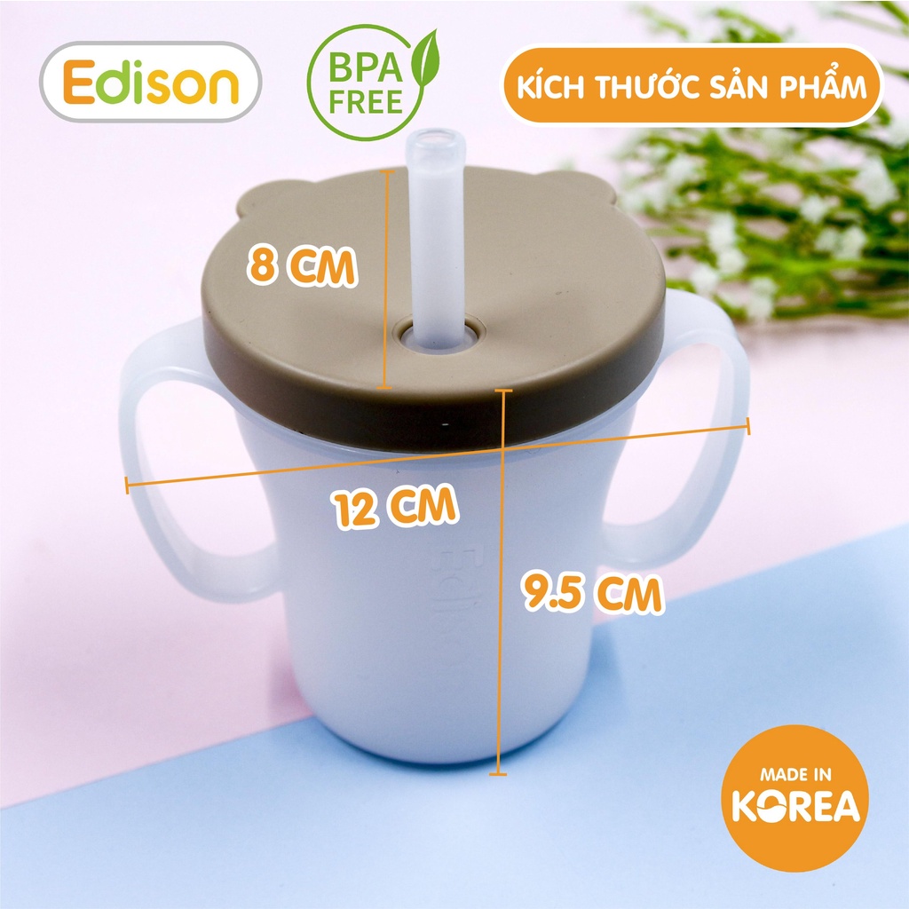 Cốc tập uống 3 giai đoạn Edison Hàn Quốc có ống hút chống rò rỉ và tay cầm cho bé từ 6 tháng 3550