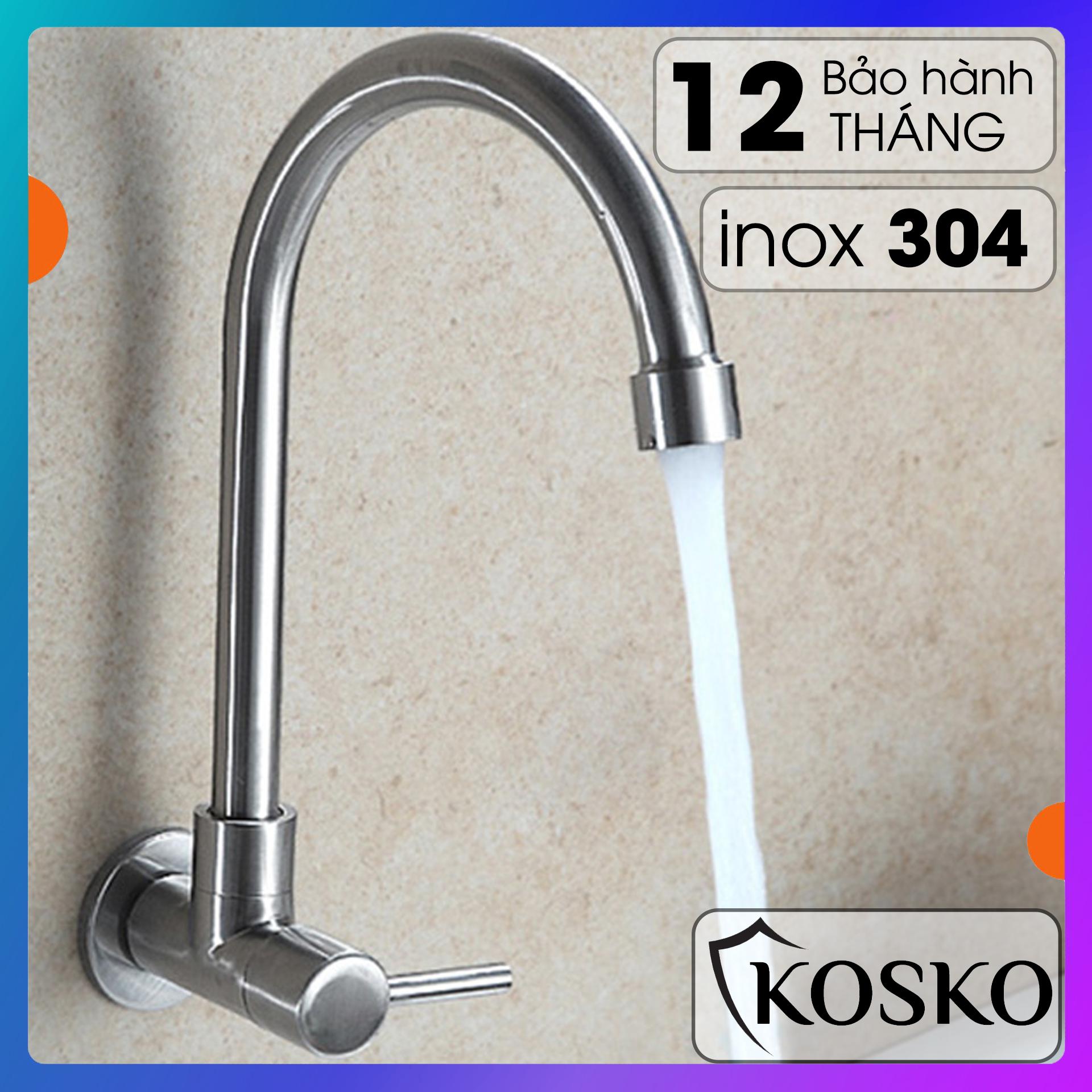 Vòi nước rửa chén bát xoay 360 độ, vòi nước inox 304 gắn tường 1 đường nước lạnh (bảo hành 12 tháng)