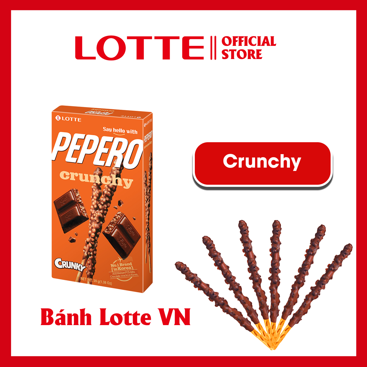 [SỈ/LẺ] Bánh que Lotte Pepero vị Socola Crunky