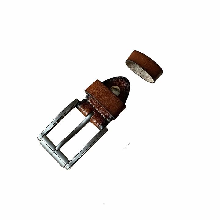 Mặt Khóa Thắt Lưng Nam Rộng 3.5cm Loại Khóa Kim Kèm Bass Da Bò May Thủ Công DTM09