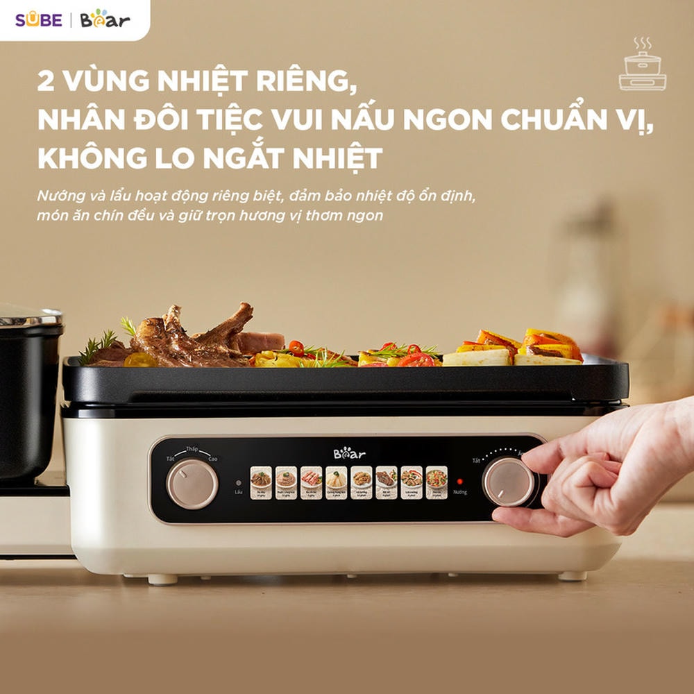Nồi lẩu nướng đa năng Bear GR-5H22R83 - Hàng Chính Hãng