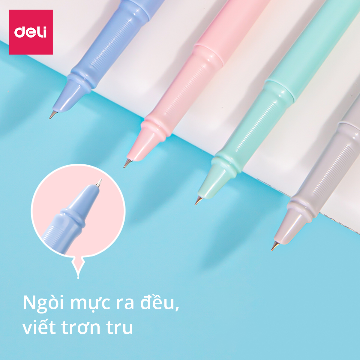 Bút Máy Học Sinh Deli - Bút Máy Cho Học Sinh Tiểu Học Kèm Ống Mực Xanh - Bút Viết Nhanh Mướt - SF520