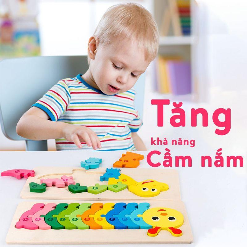 Đồ Chơi Ghép Hình Gỗ Nổi 3D. 4Chủ Đề -Giáo cụ Montessori-phát triển tư duy và vận động tinh