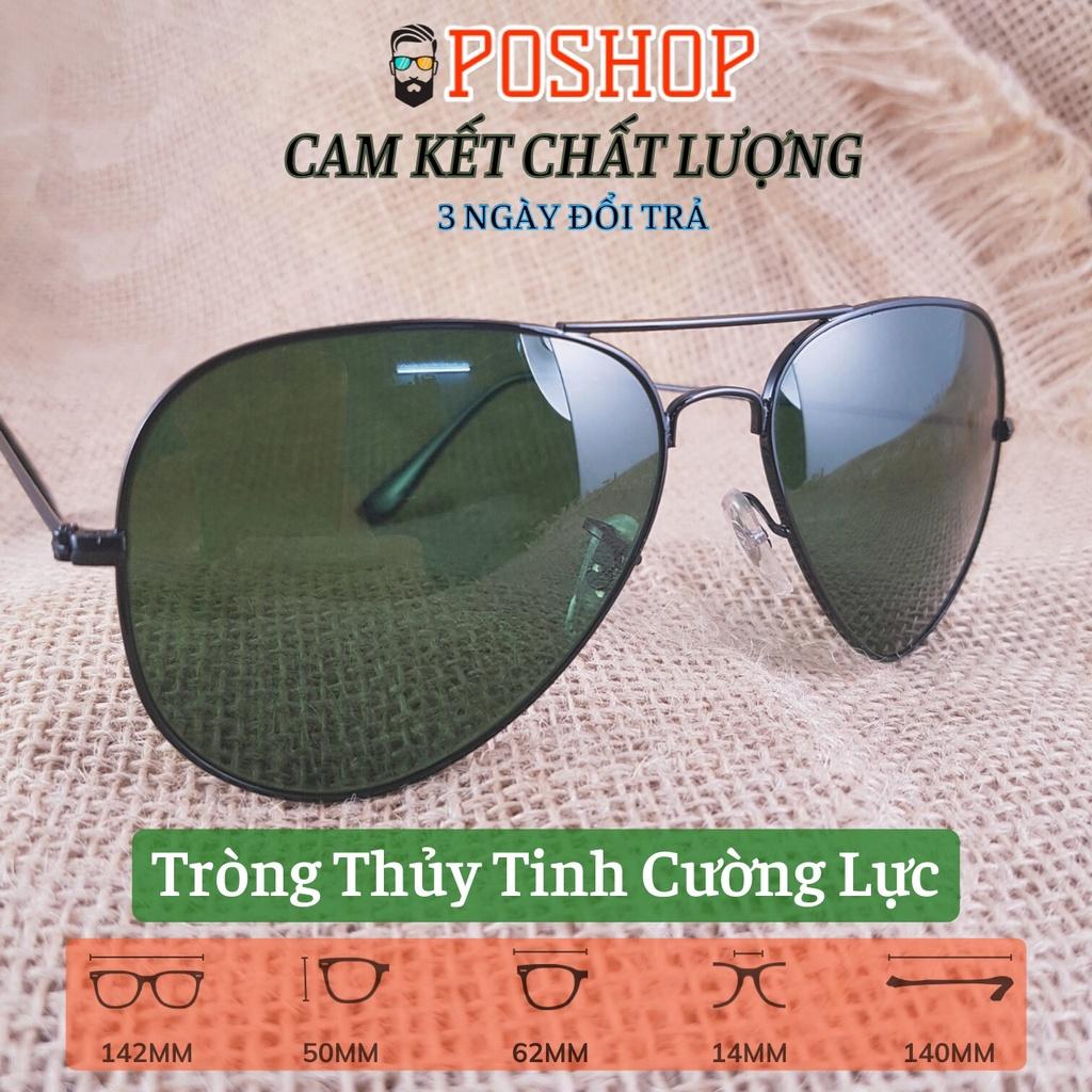 mắt kính nam nữ cao cấp POSHOP gọng kim loại kiểu phi công cổ điển với tròng thuỷ tinh cường lực chống uv400 R3026