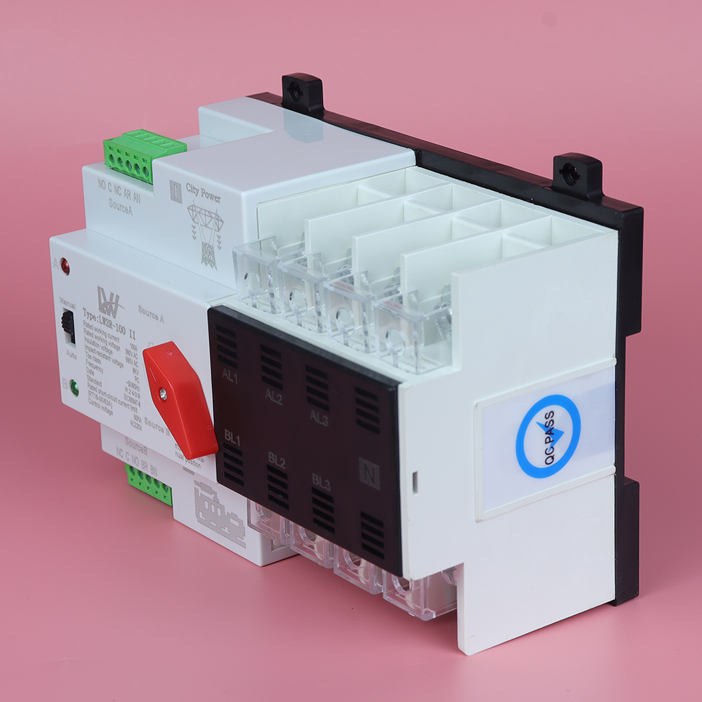 Bộ chuyển nguồn tự động, chuyển đổi hai nguồn điện LW ATS 4P 100A cho điện 3 pha không gián đoạn