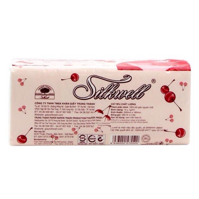 Giấy ăn rút Silkwell đỏ 280 tờ