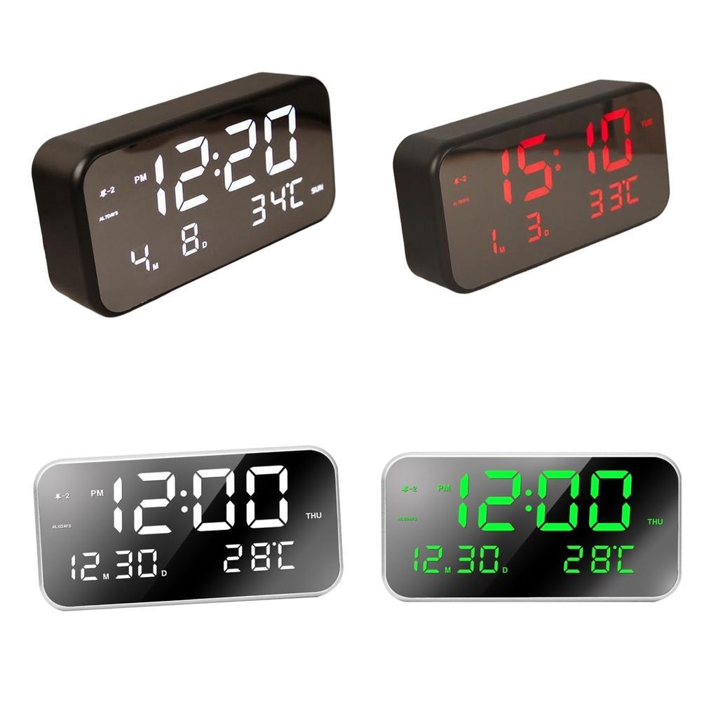 Adjustable LED Music Alarm Clock Electronic Digital Clock Black_red light