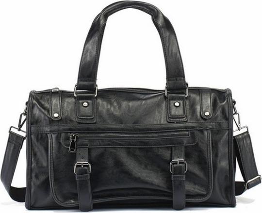Men'S Business Handbag Oil Wax Soft Leather Large Capacity Travel Duffle Bag