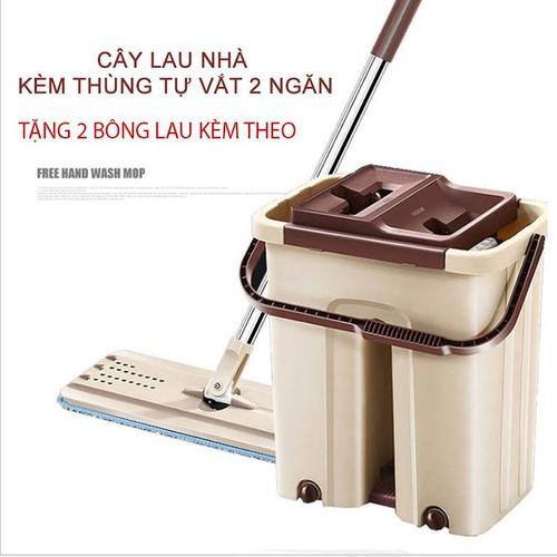 Cây Lau Nhà Gạt Tự Động Vắt Thông Minh KÈM THÙNG VẮT Thế Hệ Mới