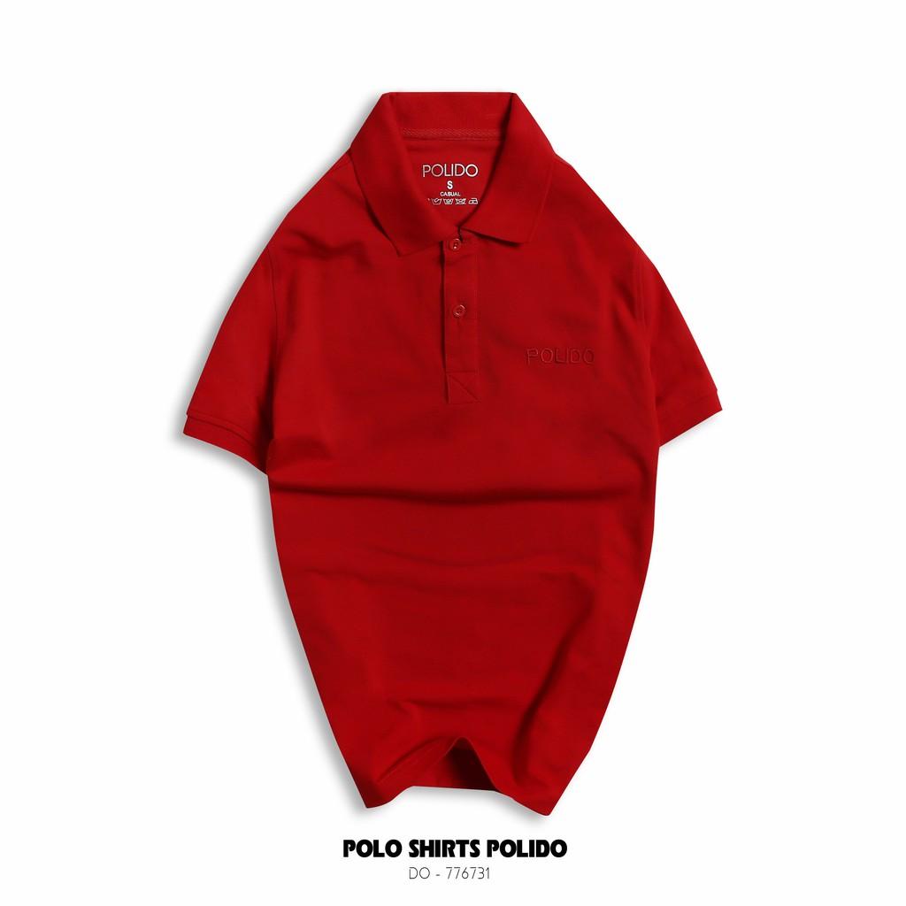Áo Polo Nam Trơn Thêu Chữ POLIDO Màu Đỏ Vải Cotton Co Giãn Form Slimfit - POLIDO MALL