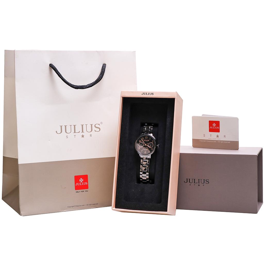 Đồng Hồ Nữ Chính Hãng Julius Star Cao Cấp Dây Kim Loại Mặt Tròn Chống Nước Kính Saphire Đường Kính 30mm JS-047C