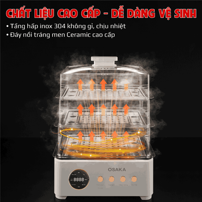 Nồi lẩu - hấp thủy nhiệt đa năng OSAKA MP-666 - Hàng chính hãng