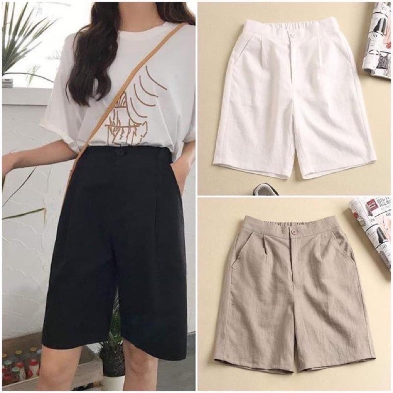 Quần short nữ ống rộng, quẩn lửng nữ, quần lưng cao ống rộng dễ mặc, quần ngố chất đũi đẹp.