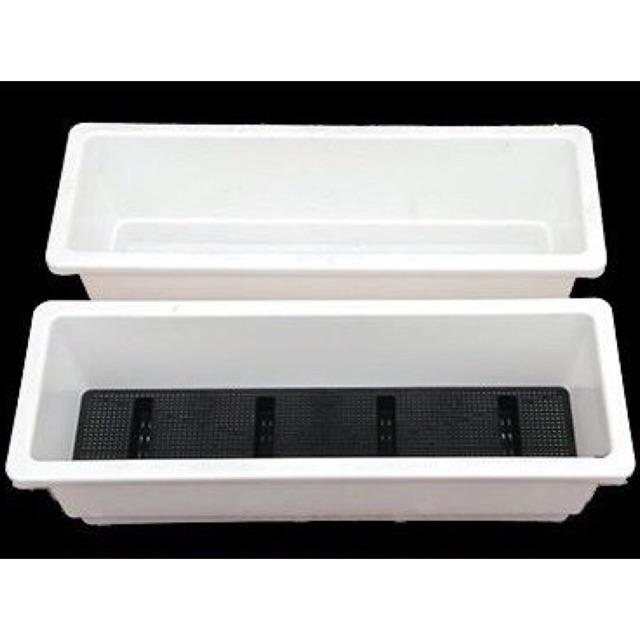 Combo 2 Chậu dài nhựa dẻo màu trắng trồng rau, trồng hoa kiểng
