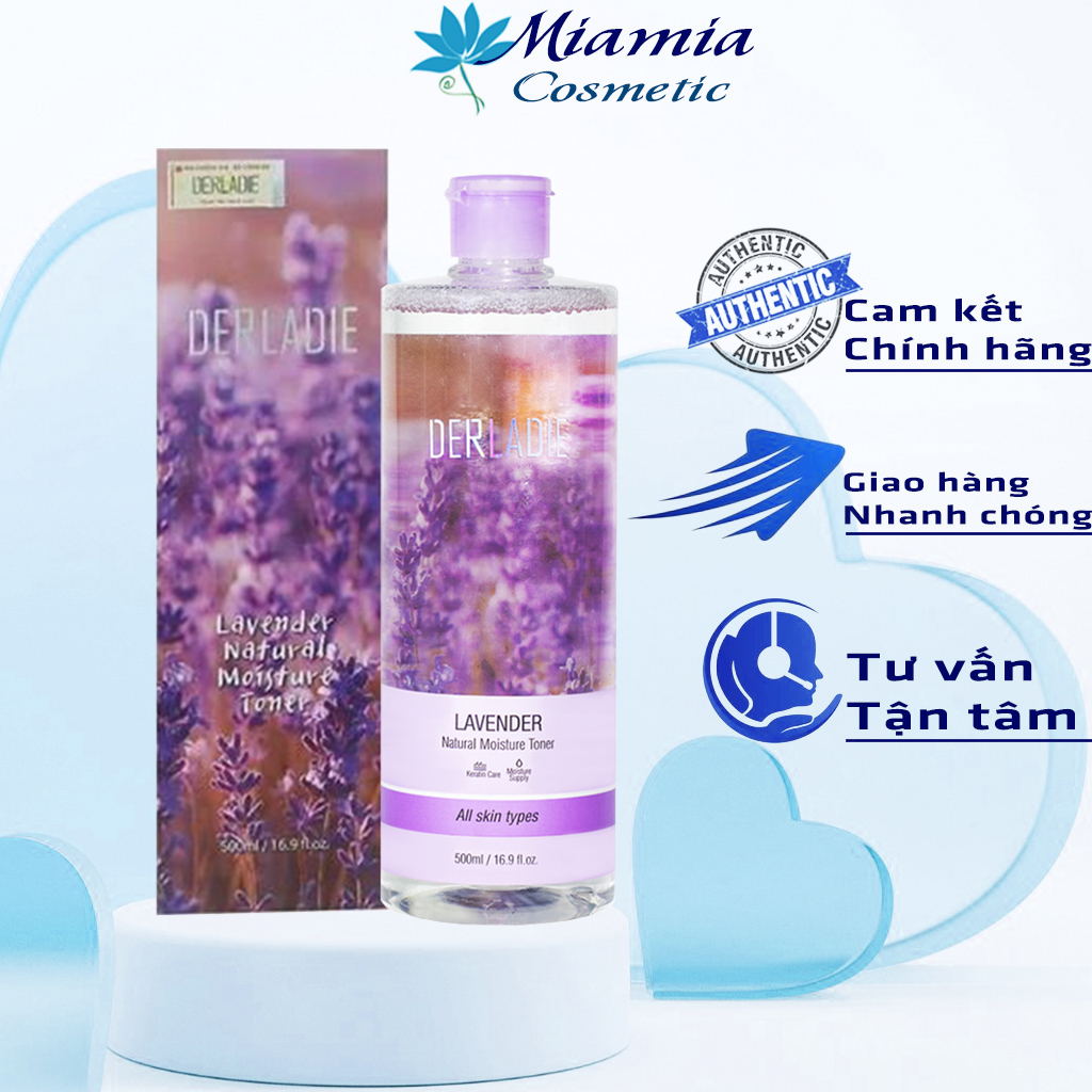 Toner Nước Hoa Hồng Lavender Oải Hương Derladie Natural Moisture Toner 500ml Nhập Khẩu HÀN QUỐC CHÍNH HÃNG