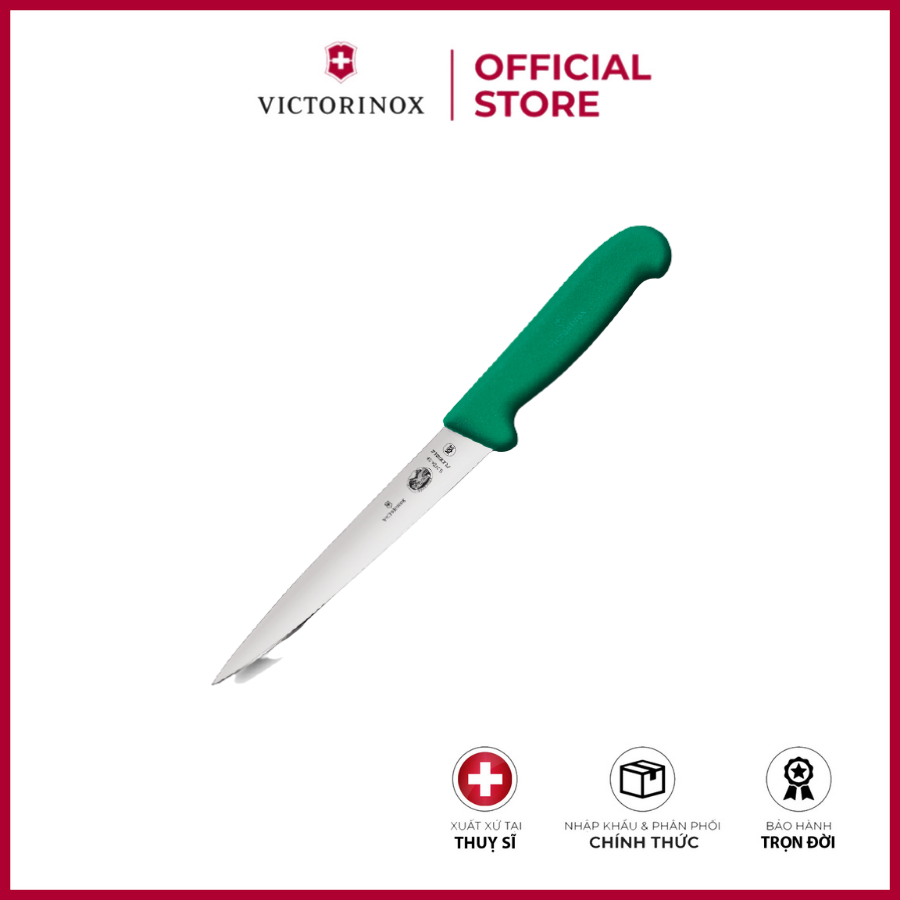 Fillet Knife Dụng cụ bếp phi lê Victorinox 5.3704.18 màu xanh lá, lưỡi dài – Hãng phân phối chính thức