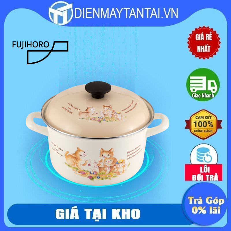 Nồi Tráng Men Cao Cấp Nhật Bản Fujihoro (Hoa Văn Con Mèo) KIT-2.5