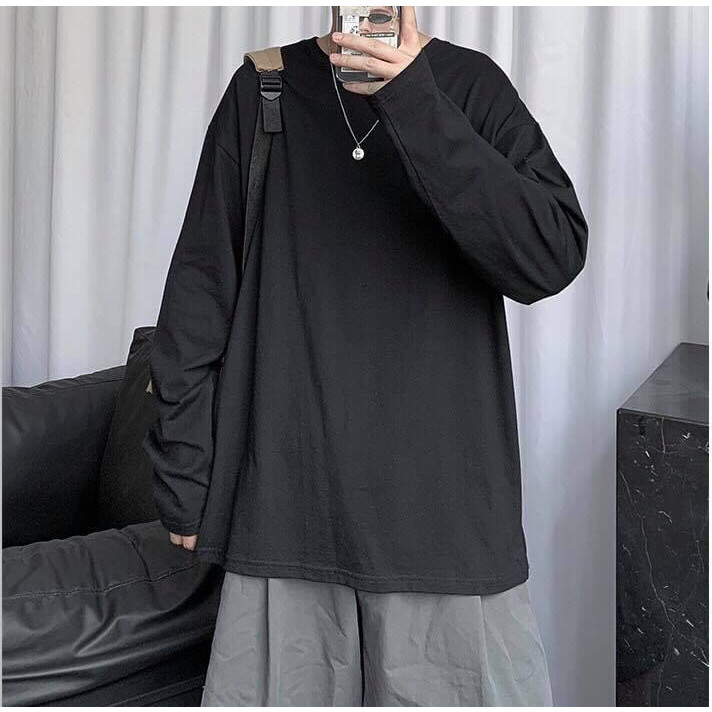 Áo thun tay dài trơn form rộng unisex - Áo sweater trơn
